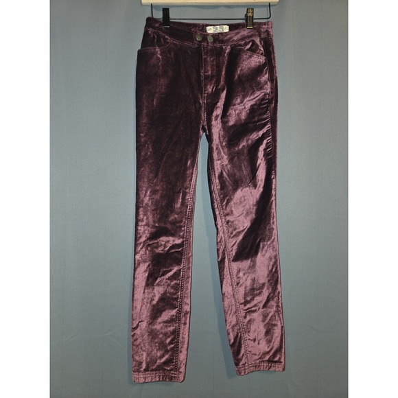 We The Free Sweet Jane‎ Skinny Burgundy Velvet Pants Size 25 - Picture 1 of 4